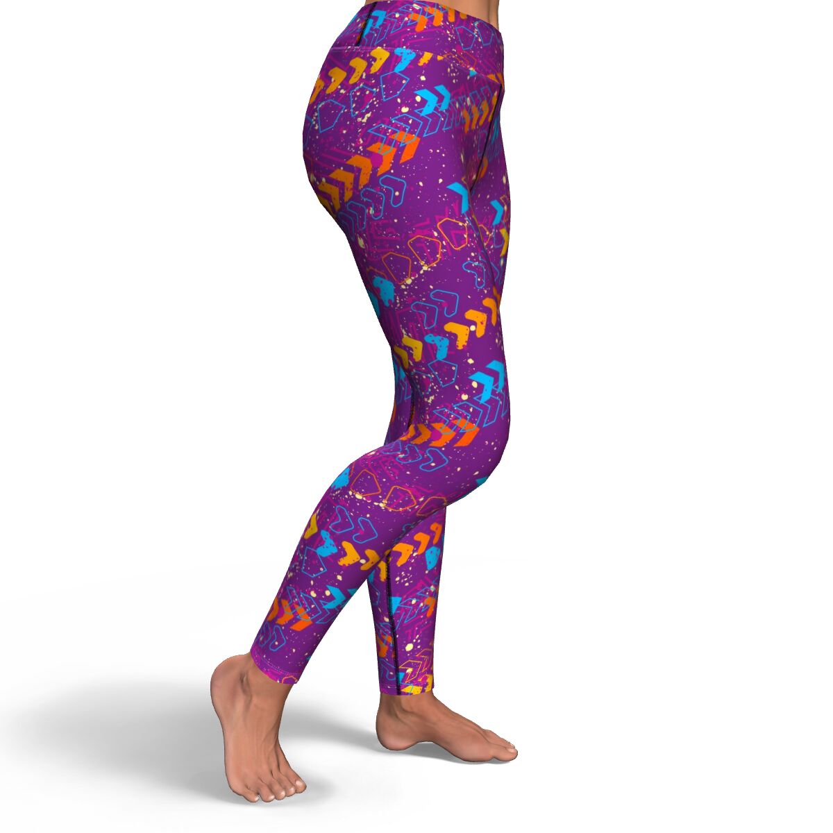 Women's Fast Forward Purple and Orange Yoga WOD Fitness Leggings Right