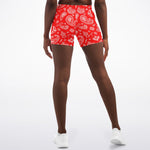 Red White Paisley Shorts