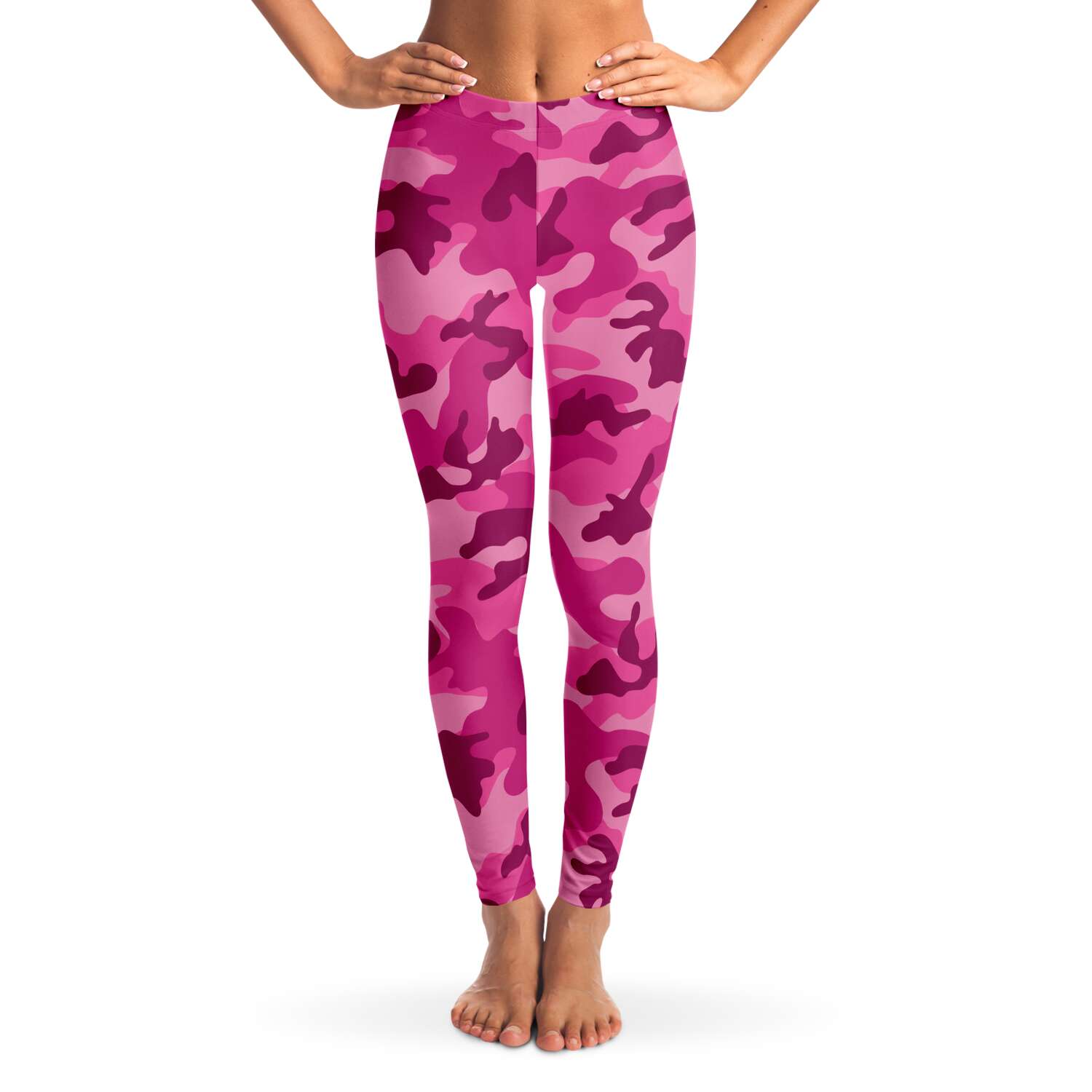 Women's All Pink Camouflage Mid-rise Yoga Leggings