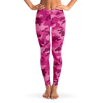 Women's All Pink Camouflage Mid-rise Yoga Leggings