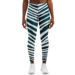 Women's Philadelphia Football Green Wild Zebra Stripe Animal Pattern Mid-rise Yoga Leggings