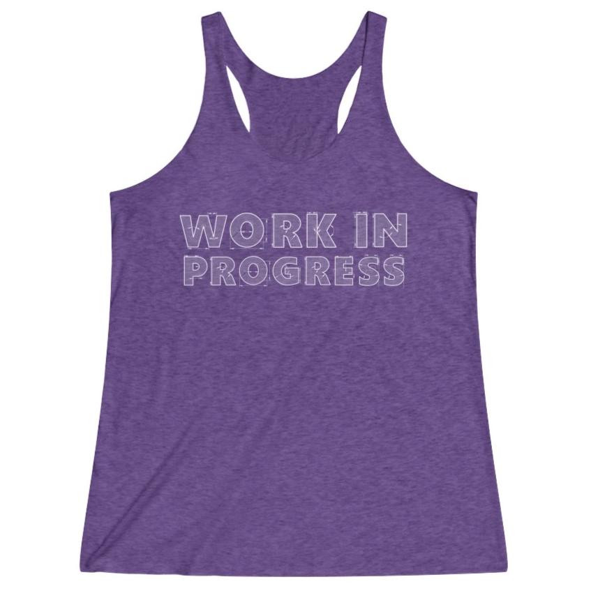 Women's Purple Work In Progress Gym Racerback Tank Top