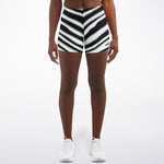 Women's Las Vegas Football Black Wild Zebra Stripe Animal Pattern Mid-rise Athletic Booty Shorts