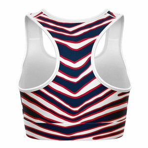 New England Zebra Stripe Sports Bra