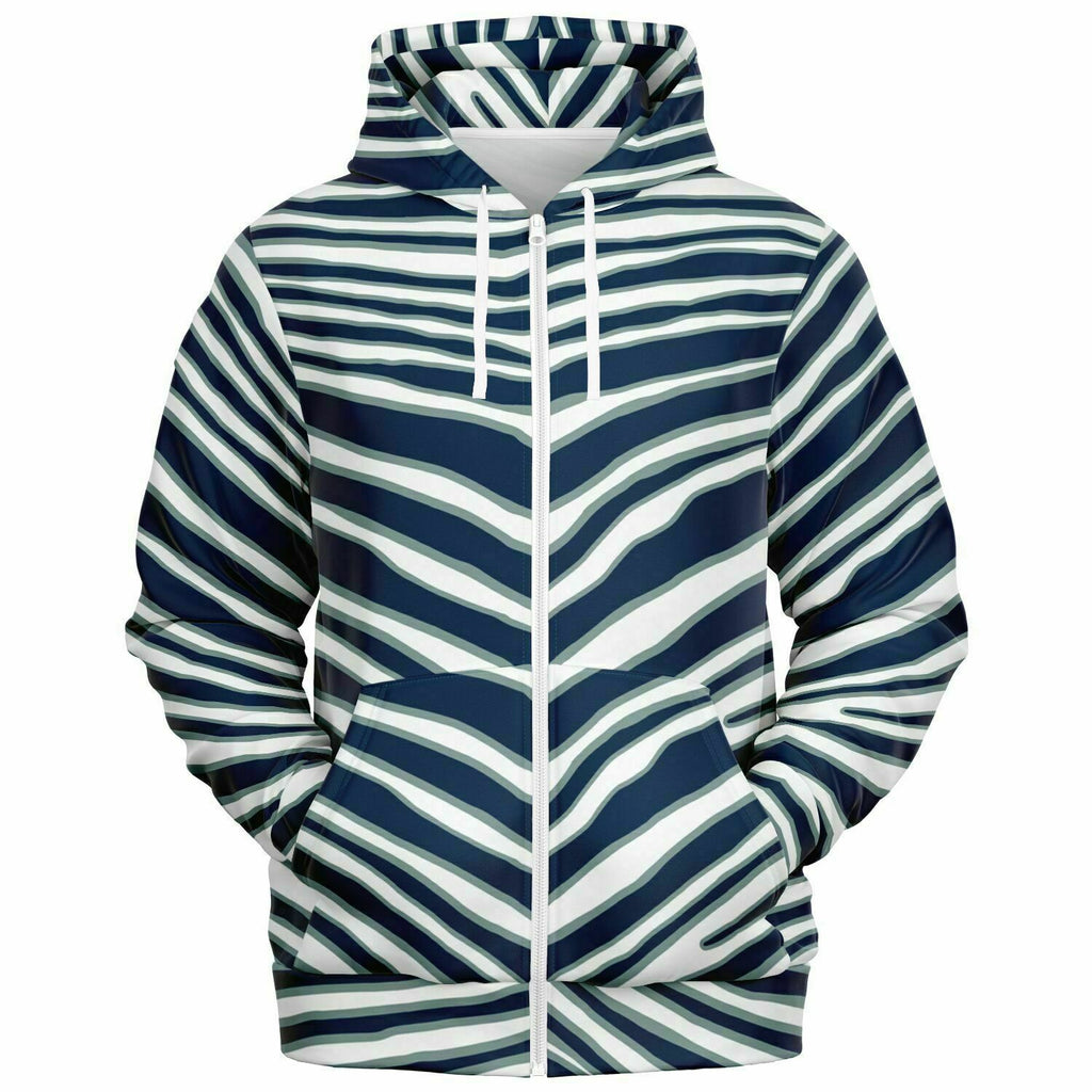 Unisex Dallas Football Navy Blue Wild Zebra Stripe Animal Pattern Athletic Zip-Up Hoodie