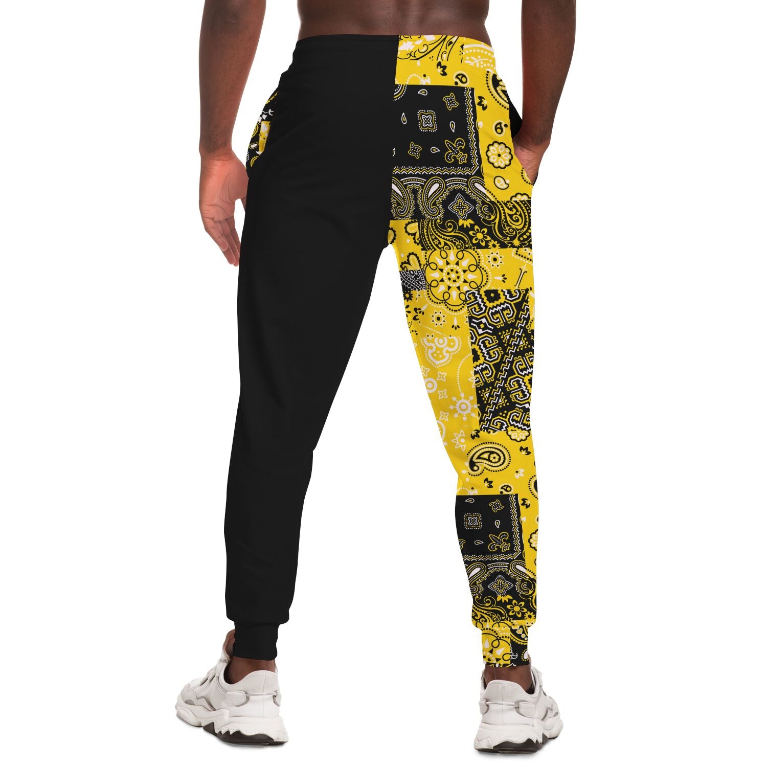 Yellow Two-Tone Patchwork Paisley Joggers