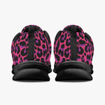 Women's Pink Wild Leopard Cheetah Full Print Gym Workout Sneakers Back View