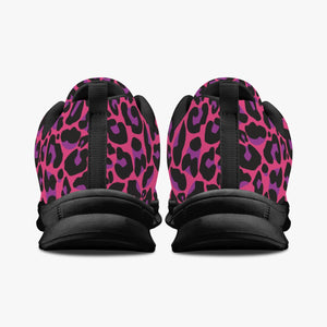 Women's Pink Wild Leopard Cheetah Full Print Gym Workout Sneakers Back View