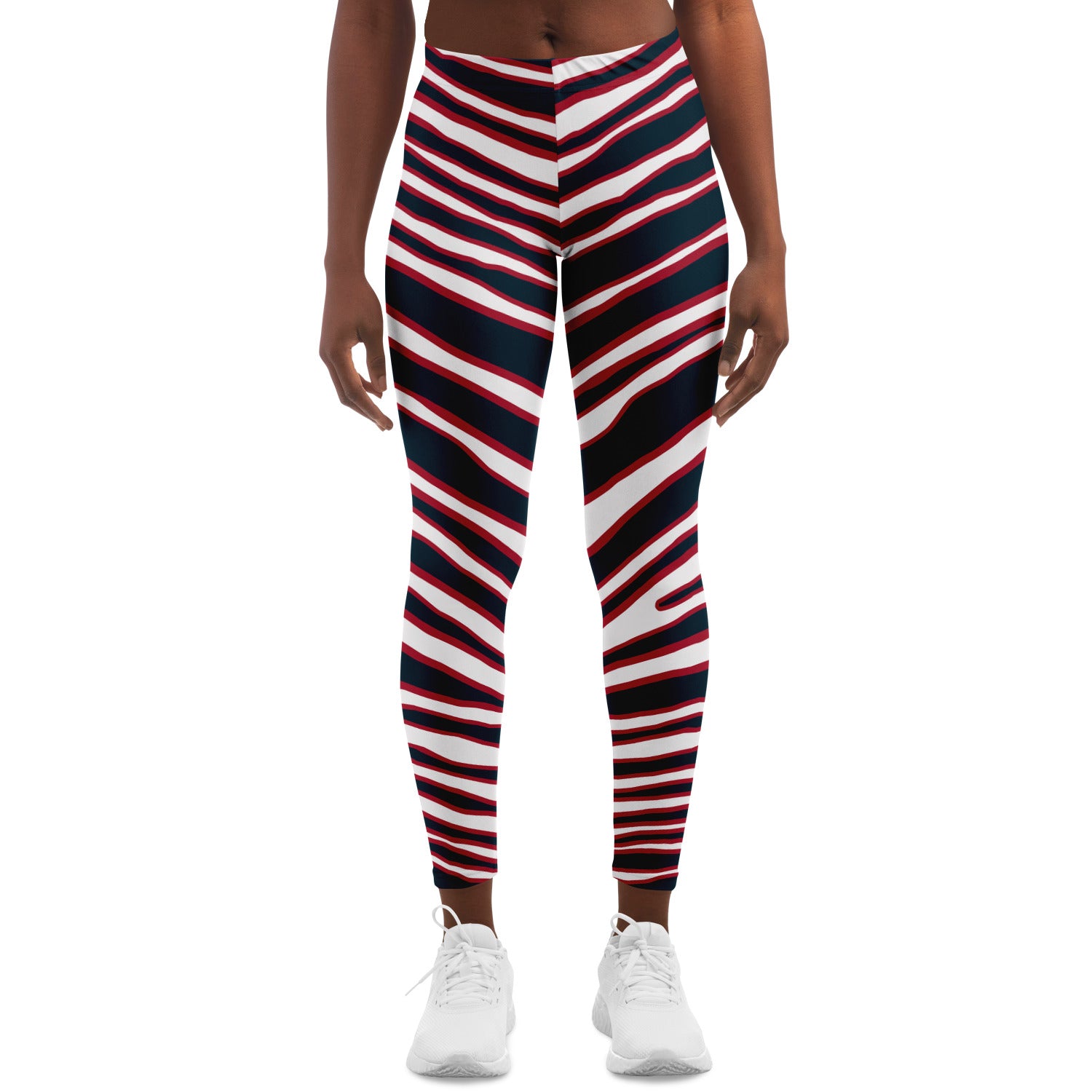 Women's Houston Texas Football Zebra Stripe Animal Pattern Mid-rise Athletic Yoga Leggings