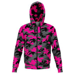 Unisex Pink Camouflage Athletic Zip-Up Hoodie