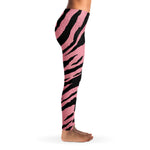 Women's Pink Tiger Stripes Mid-rise Yoga Leggings Right