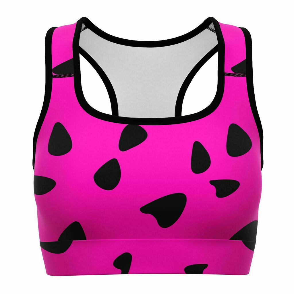 Women's Pink Dino Primitive Cave Girl Athletic Sports Bra