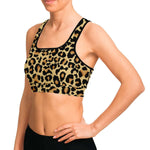 Women's Wild Animal Leopard Print Athletic Sports Bra Model Left