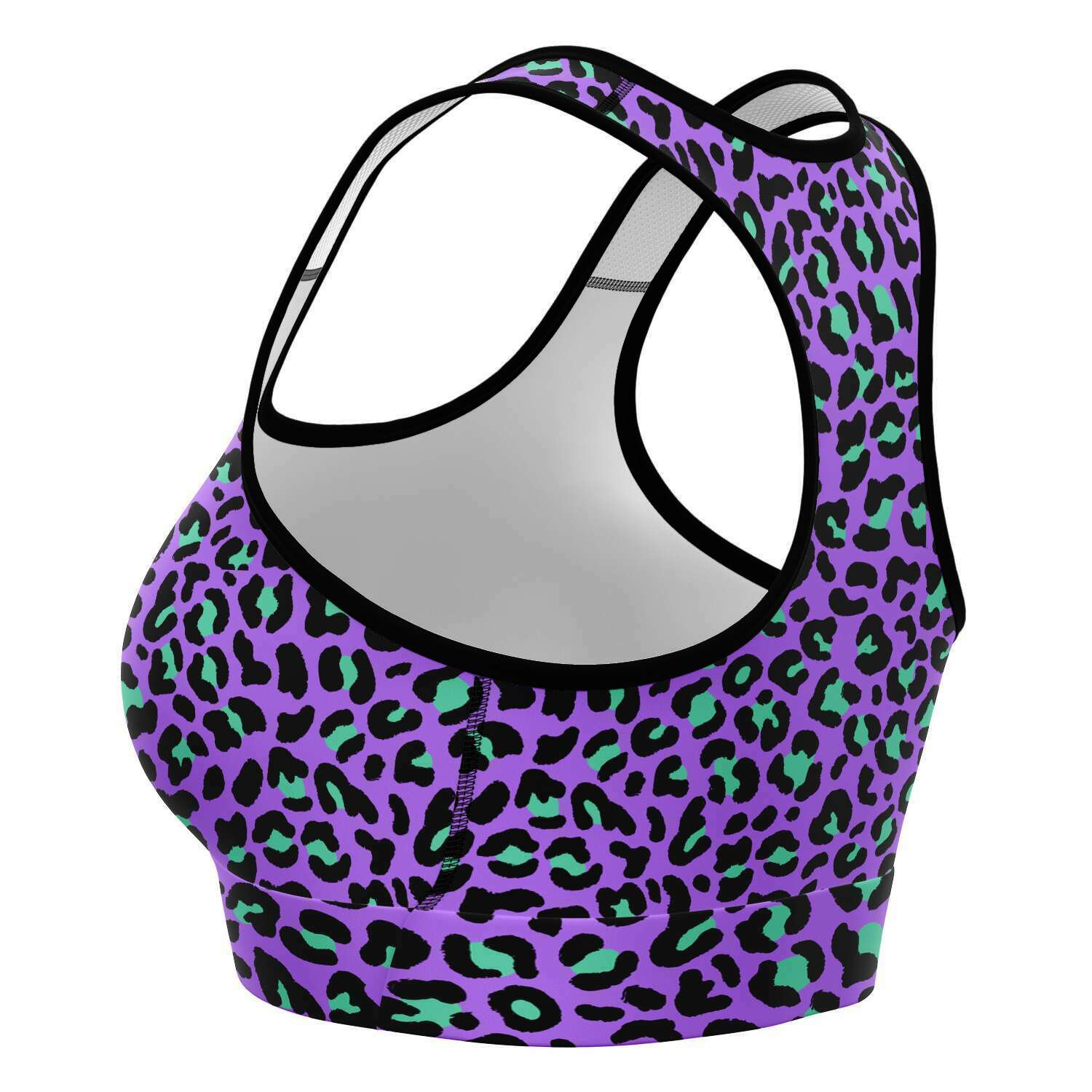 Women's Purple Wild Leopard Cheetah Print Athletic Sports Bra Left