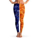 Women's All Blue Orange Camouflage Mid-Rise Leggings
