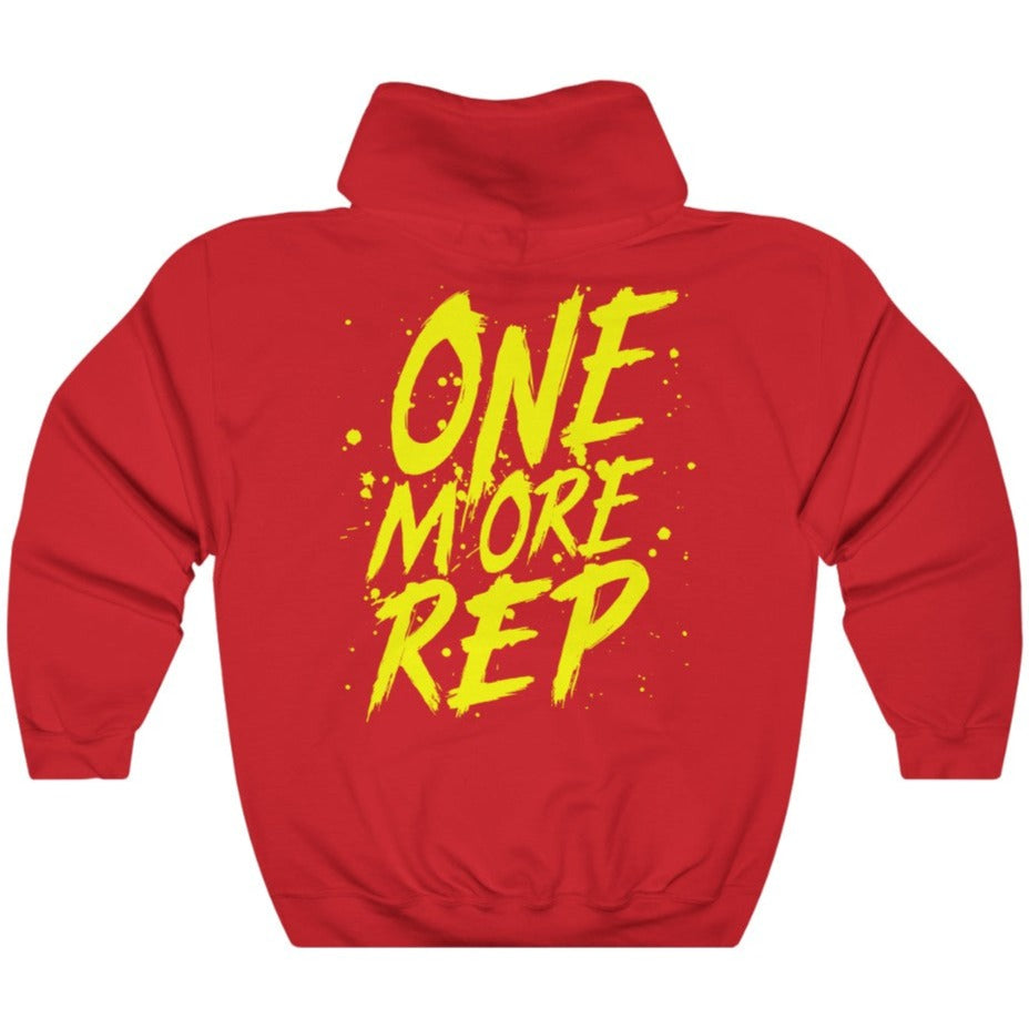 Red Yellow One More Rep Graffiti Paint  Gym Fitness Weightlifting Powerlifting CrossFit Hoodie Back