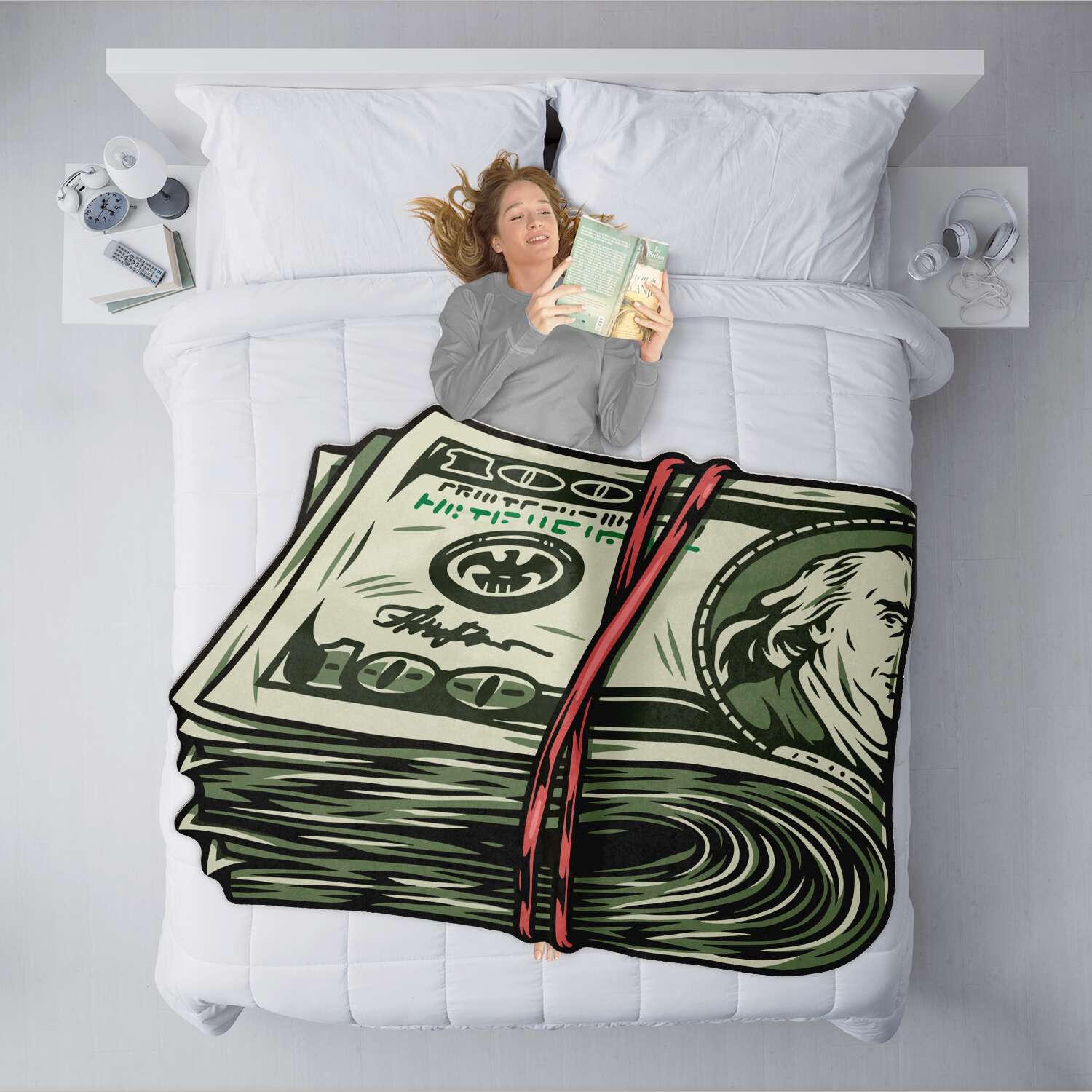 100 Hundred Dollars Folded Winter Blanket