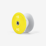 Yellow 15 KG Olympic Weight Powerlifter Competition Popsocket White Side