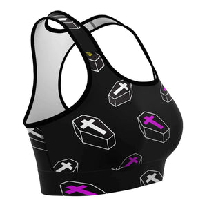 Women's Neon Gothic Crosses Coffins & Covens Athletic Sports Bra Right