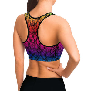 Rainbow Snakeskin Sports Bra