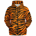 Unisex Orange Eye Of The Bengal Tiger Stripes Animal Pattern Zip-up Hoodie