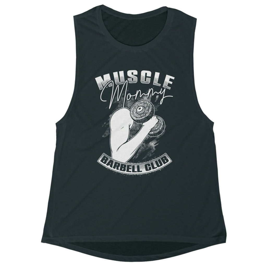 Women's Old School Gym Muscle Mommy Barbell Club Open Side Tank Top