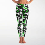 Women's Urban Green White Black Camouflage High-waisted Yoga Leggings