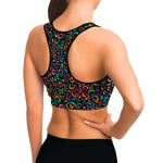 Women's Mardi Gras Party Confetti Athletic Sports Bra Model Right