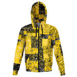 Unisex Yellow Paisley Patchwork Athletic Hoodie