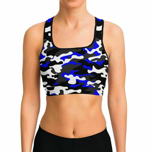 Urban Jungle Blue Camo Sports Bra