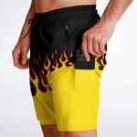 Men's 2-in-1 Classic Hot Rod Fire Gym Shorts