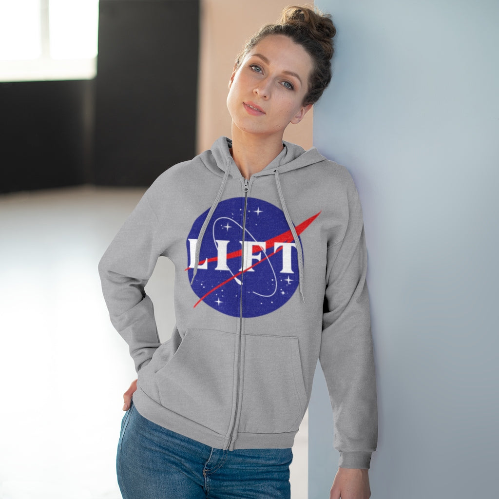 Women's Heather Grey NASA LIFT Heavy Space Gym Workout Unisex Zipper Hoodie