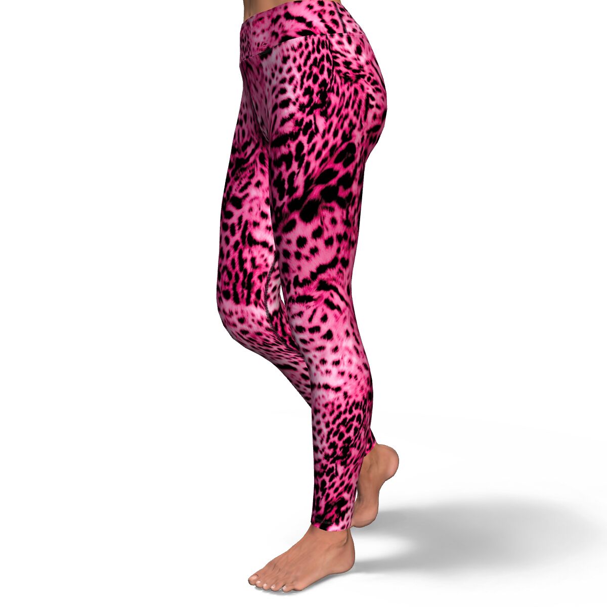 Women's Big Cat Pink Spotted Cheetah High-waisted Yoga Leggings