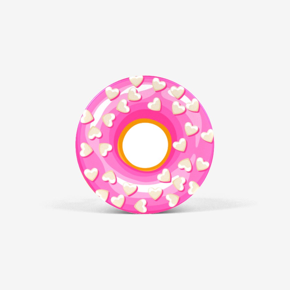 Pink Glazed Breakfast Pastry Donut Hearts Popsocket Front