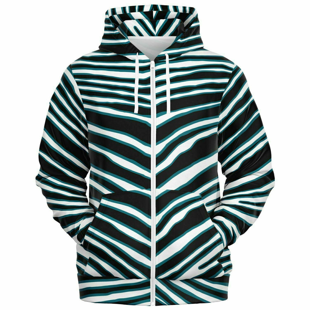 Unisex Jacksonsville Florida Football Zebra Stripe Animal Pattern  Zip-Up Hoodie