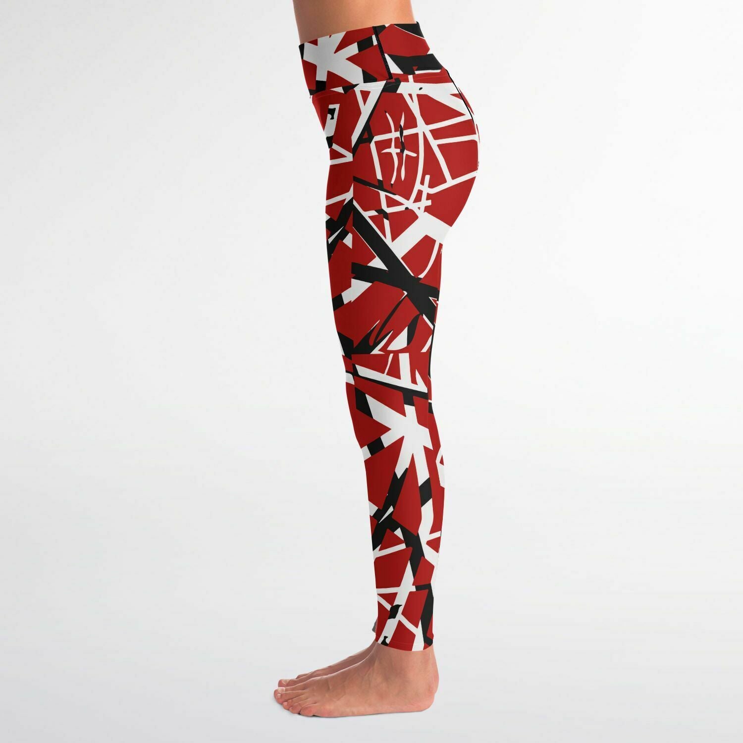 Women's 80s Red Rock Roll Stripes High-waisted Leggings | Iron