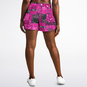 Pink Paisley Patchwork Running Shorts
