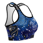 Black White Paisley Patchwork Sports Bra Right