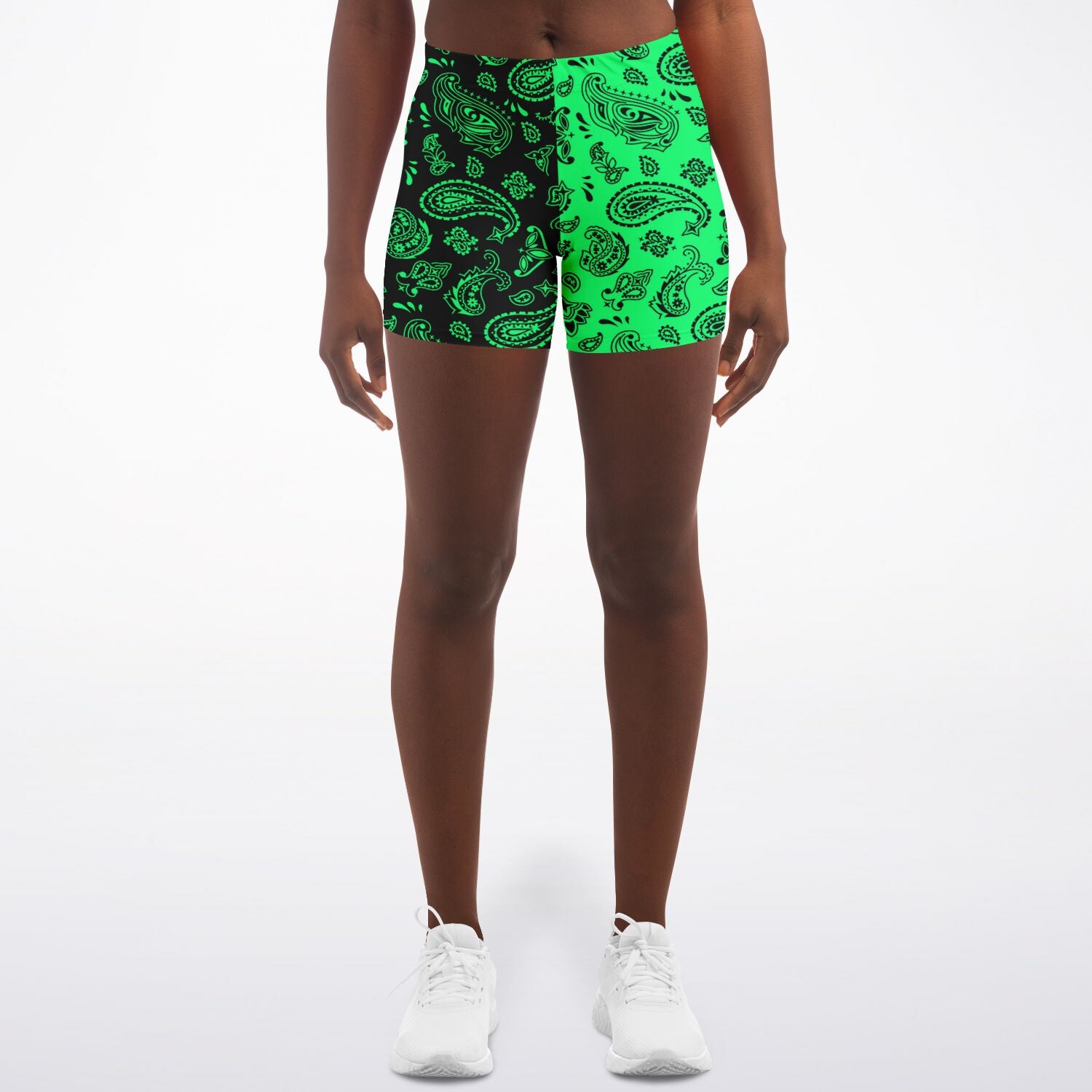 Mint Green Highlighter Paisley Athletic Shorts