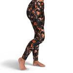 Women's Orange Gilded Marble High-waisted Yoga Leggings Right