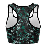 Black Green Marble Sports Bra