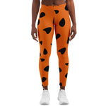Women's Orange Pebbles Cartoon Primitive Cave Girl Mid-Rise Yoga Leggings