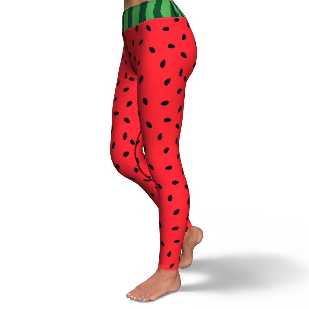 Women's Juicy Watermelon Slice High-waisted Yoga Leggings Left