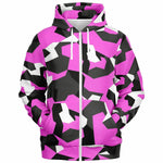 Unisex M90 Black Pink Modern Soldier Urban Warfare Camouflage Athletic Zip-Up Hoodie