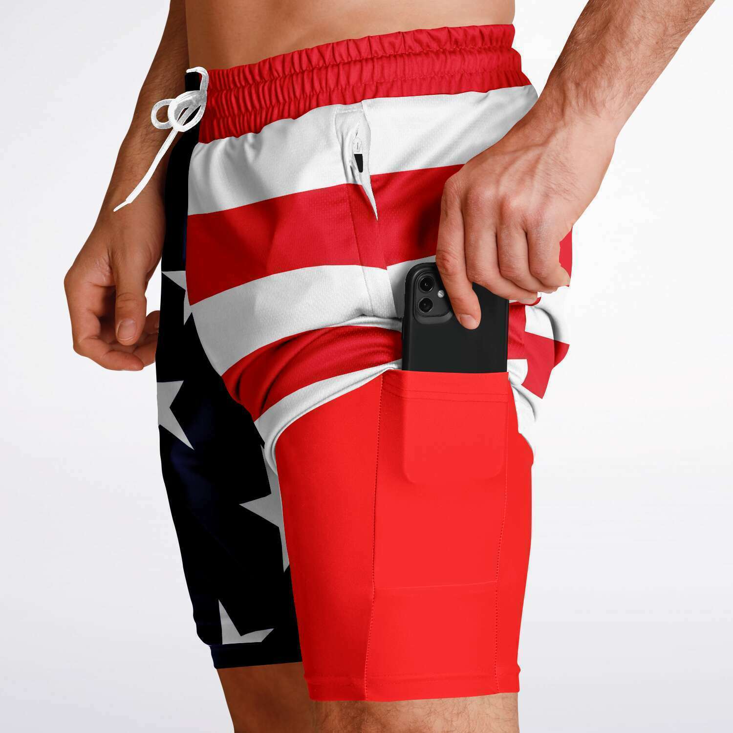 Men's 2-in-1 USA Pride American Flag Fourth July Gym Shorts