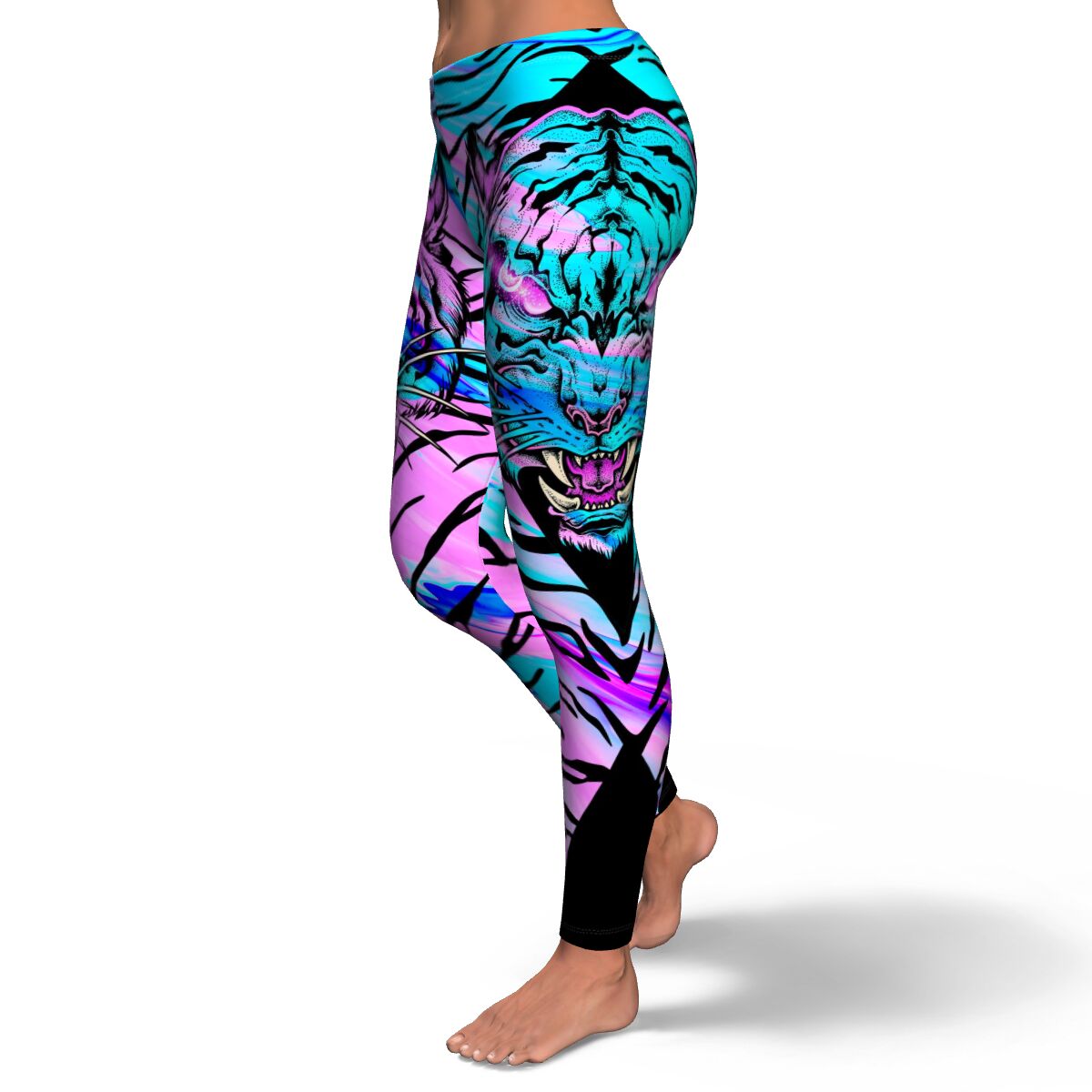 Women's Neon Tiger Mid-Rise Yoga Leggings