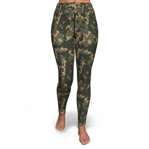 Women's Digital Army Camouflage High-Waisted Yoga Leggings Front