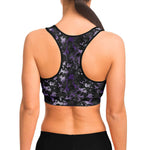 Women's Royal Purple Gilded Marble Athletic Sports Bra Model Back