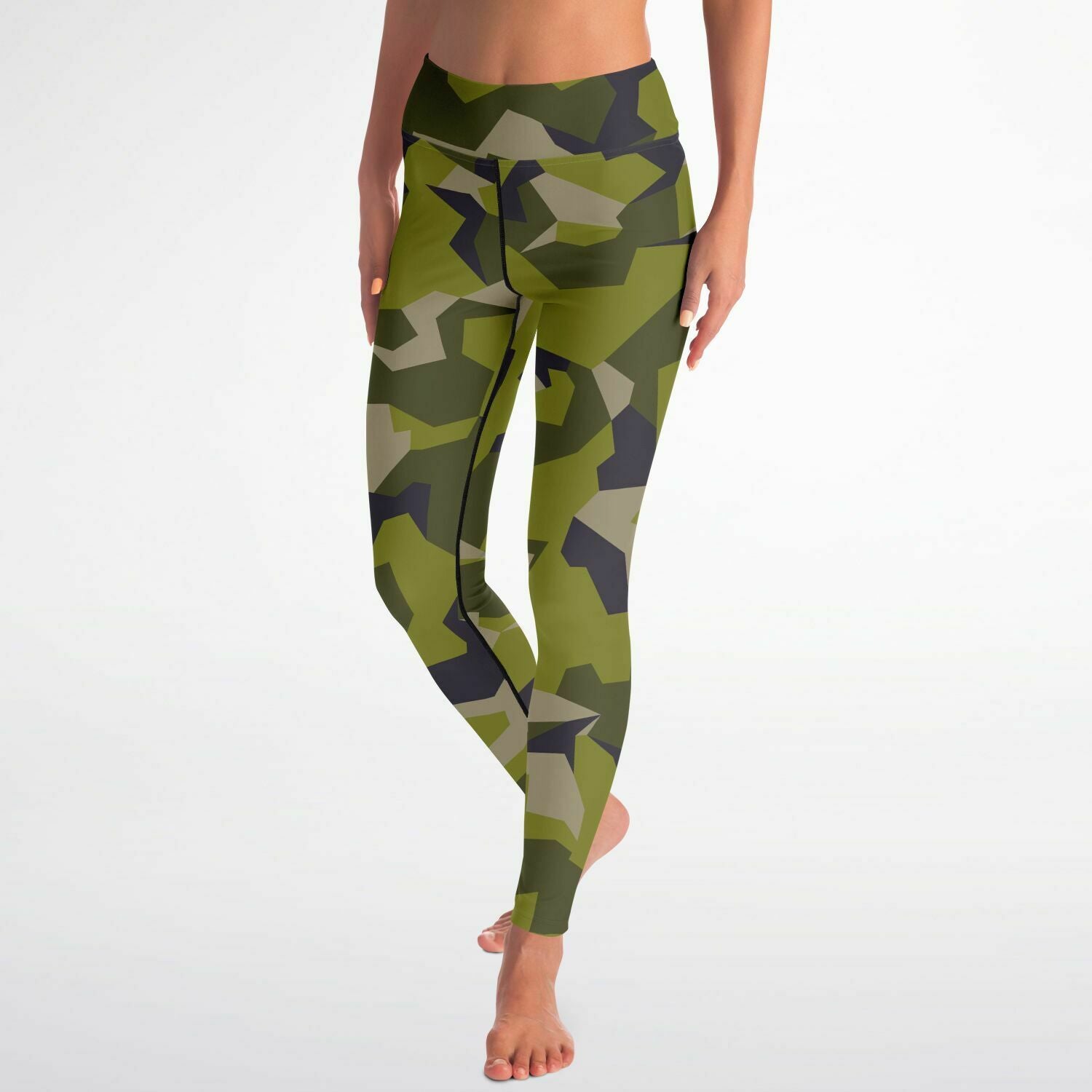 Men's M90 Woodland Green Modern Soldier Urban Warfare Camouflage High-waisted Yoga Leggings