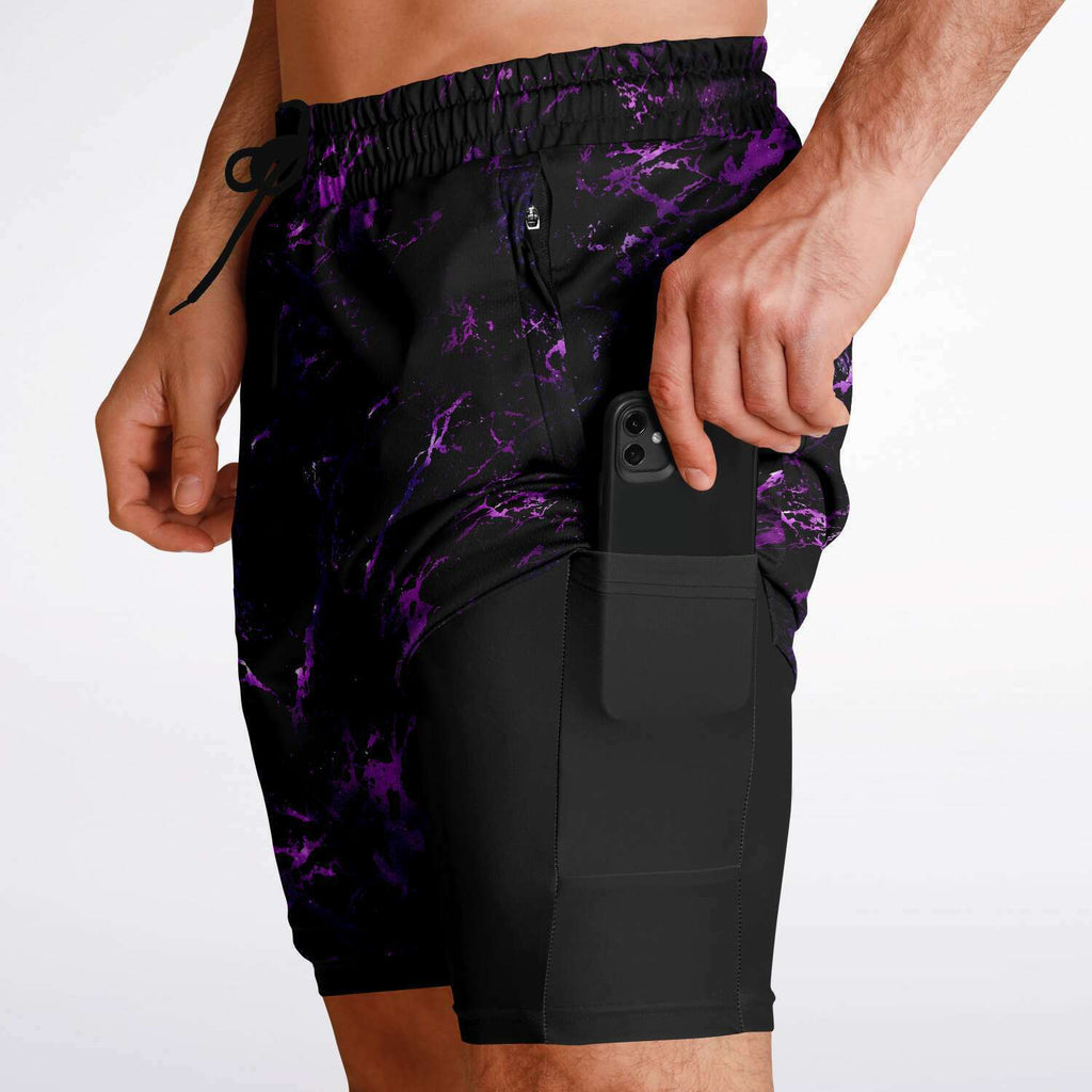 Men's 2-in-1 Purple Wicked Storm Gym Shorts